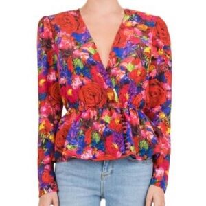 The Kooples Paris Summer Night Floral Silk Blouse Size 1